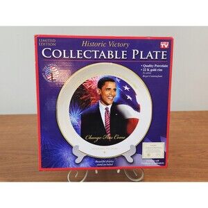 American Historic Society Barack Obama Historic Victory Collecters Plate ~ New